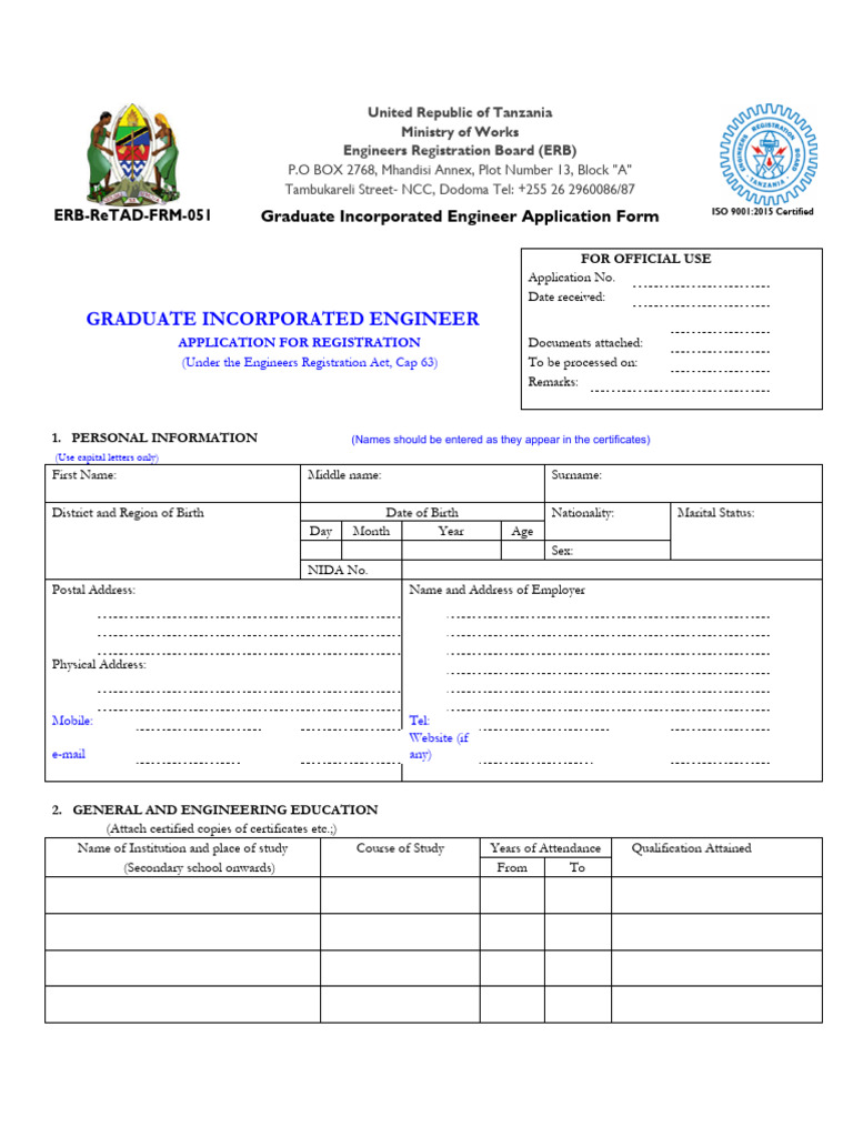 Graduate Engineer Registration Form | PDF
