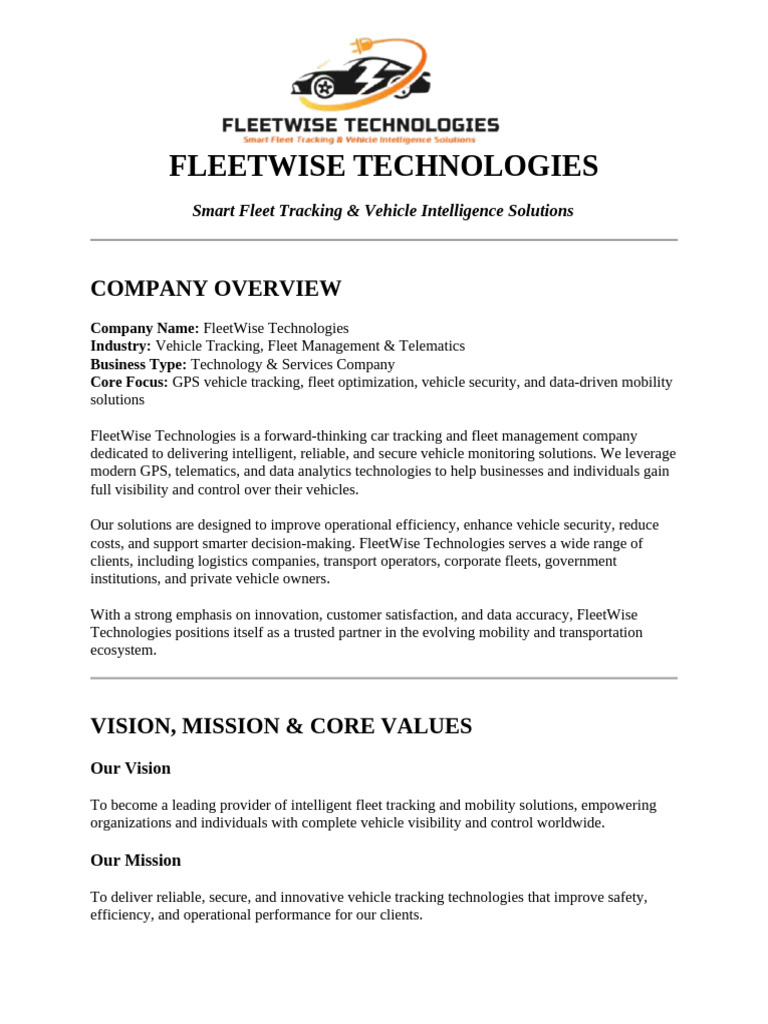 Smart Fleet Tracking Solutions Overview | PDF | Business | Economies