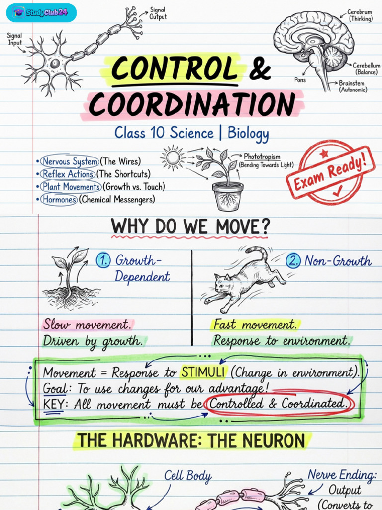 Control and Coordination Biology Summary.pdf | PDF