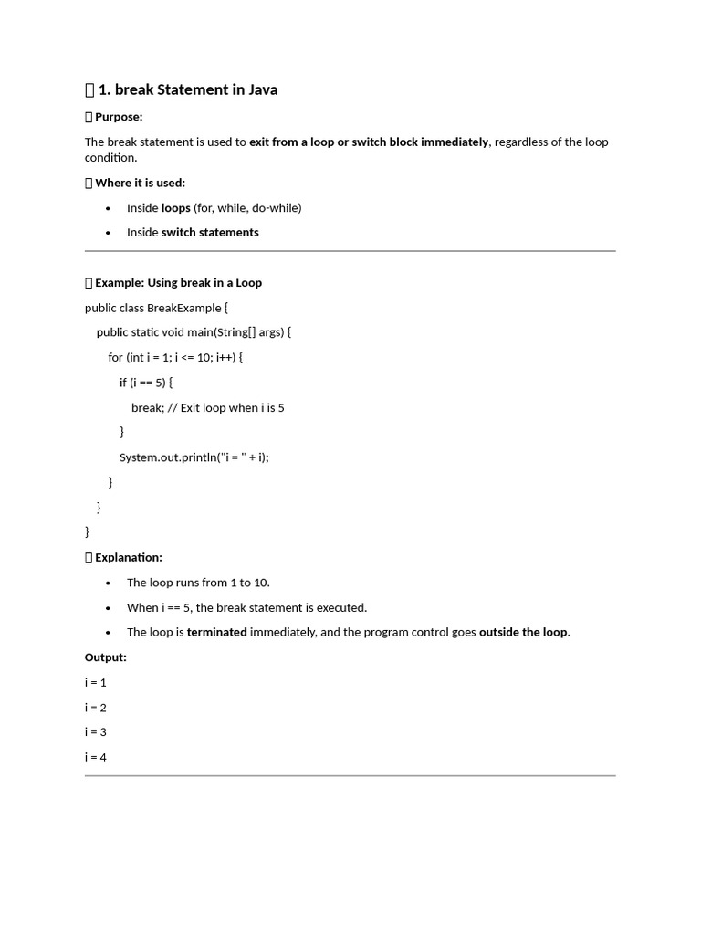 Java Control Statements Explained | PDF | Control Flow | Object ...