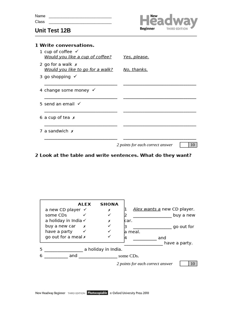 Unit Test 12B: Conversation Practice | PDF | Hamburgers | Food And ...