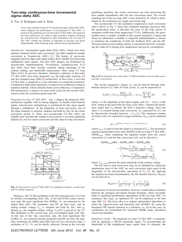 Electronics Letters - 2013 - Tao - Two Step Continuous Time Incremental ...