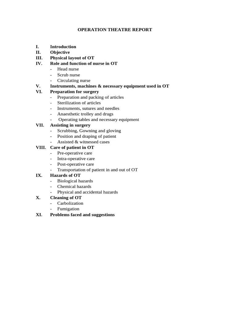 Operation Theatre Procedures and Roles | PDF | Surgery | Anesthesia