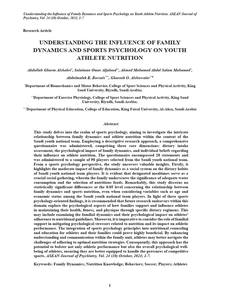 Understanding The Influence of Family Dynamics and Sports Psychology On ...