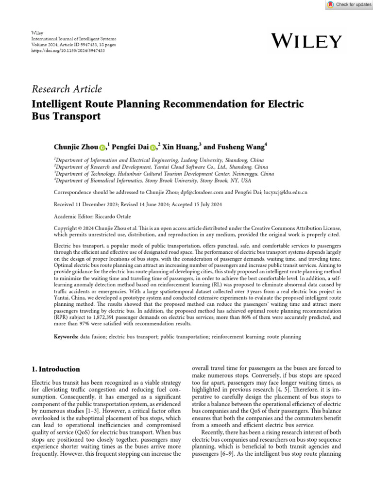 Intelligent Route Planning for Electric Buses | PDF | Bus ...