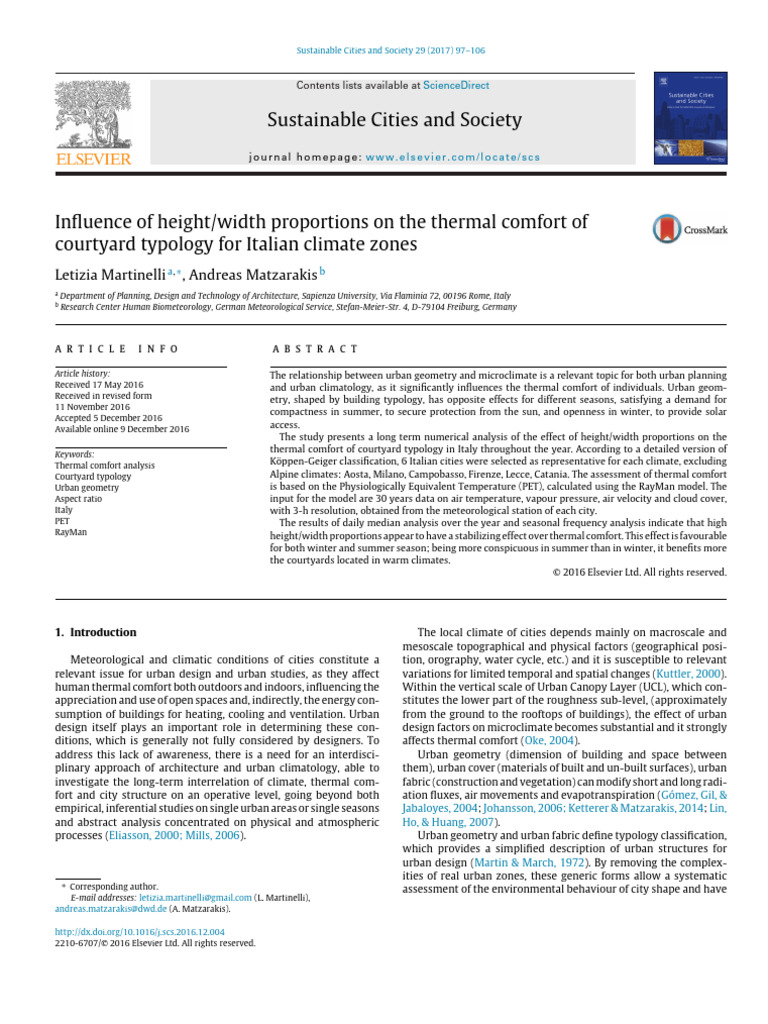 Thermal Comfort in Italian Courtyards | PDF | Climatology | Earth Sciences