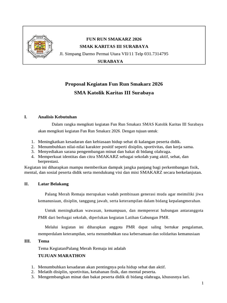Proposal Fun Run SMAKARZ 2026 | PDF