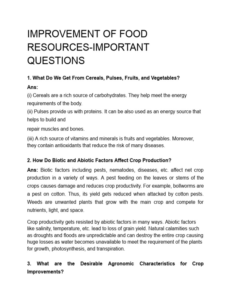 Enhancing Food Resources: Key Insights | PDF | Fertilizer | Soil