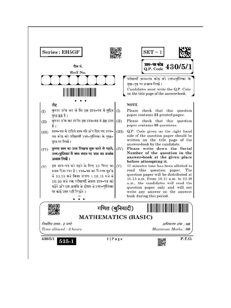 Basic Paper SET 1 | PDF