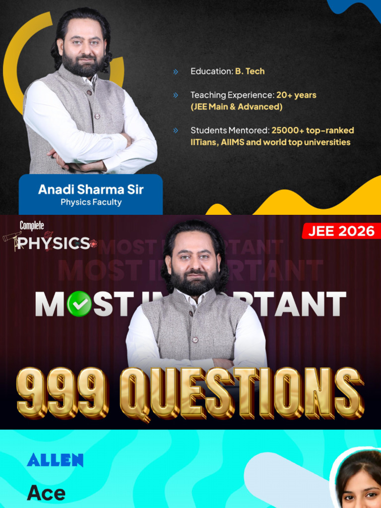 JEE Main Electric Field and Potential Problems | PDF | Capacitor ...