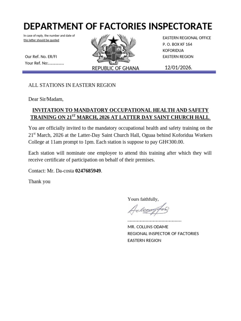 Mandatory Health and Safety Training Invite | PDF