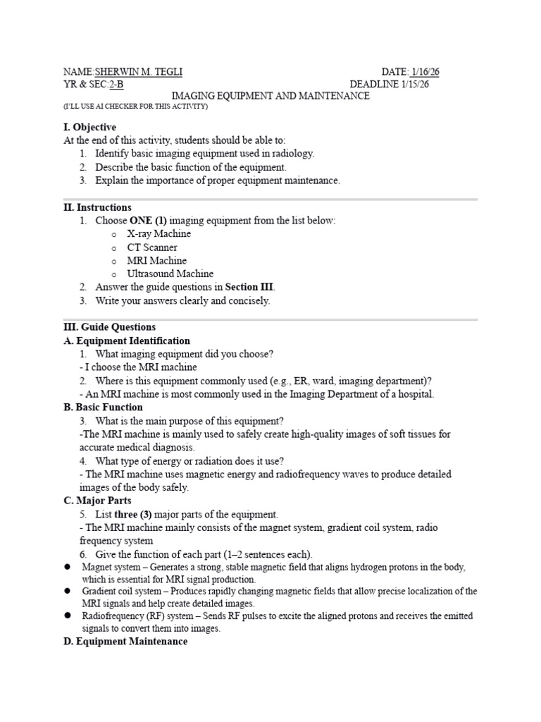 MRI Machine: Function & Maintenance Guide | PDF | Medical Imaging ...
