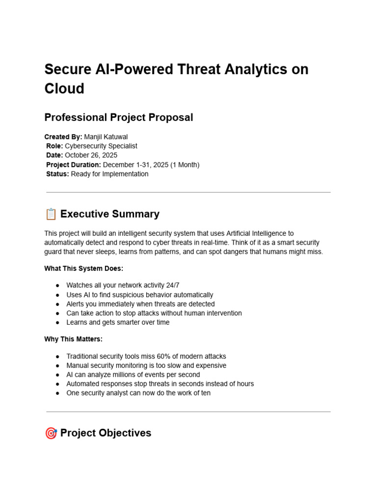 AI-Driven Cybersecurity Proposal | PDF | Computer Security | Security