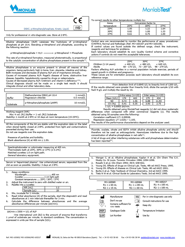 ALP MonlabTest®: Alkaline Phosphatase Assay | PDF | Chemistry