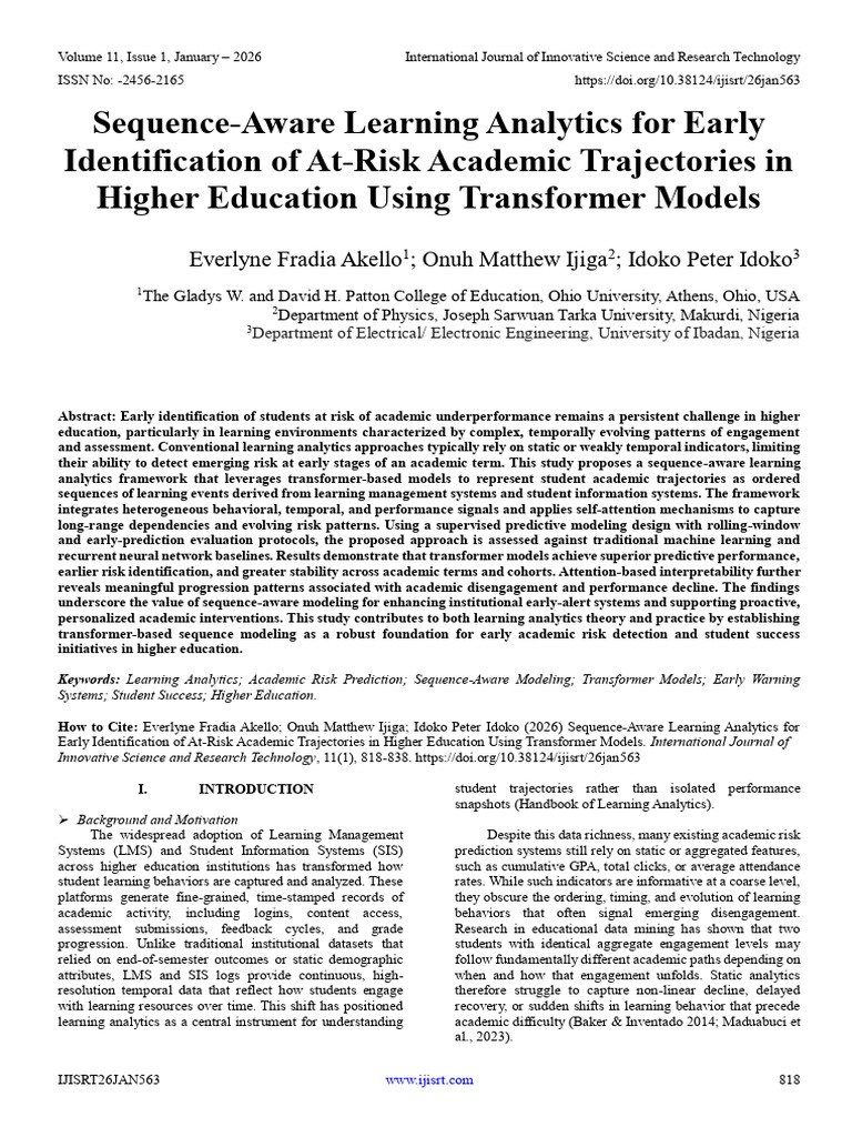 Sequence-Aware Learning Analytics for At-Risk Students | PDF ...