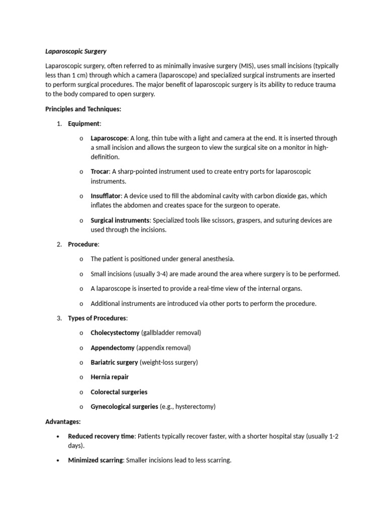 Laparoscopic vs. Robotic Surgery Guide | PDF | Surgery | Clinical Medicine