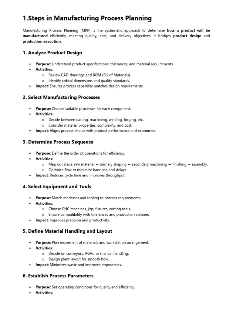 Manufacturing Process Planning Guide | PDF | Lean Manufacturing | Inventory
