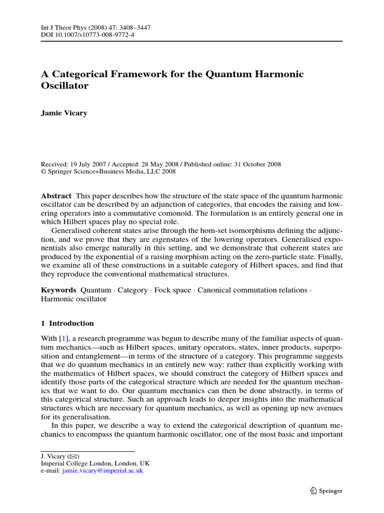 Categorical Framework for Quantum Oscillator | PDF | Category Theory ...