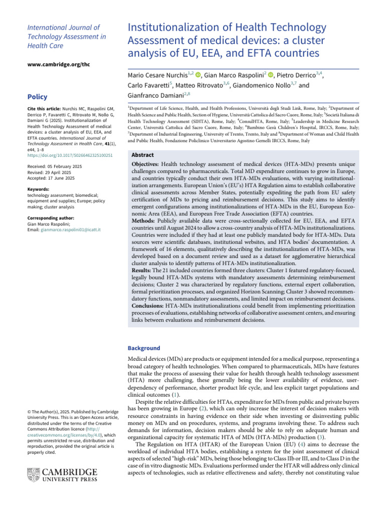 Health Technology Assessment in Europe | PDF | Cluster Analysis ...
