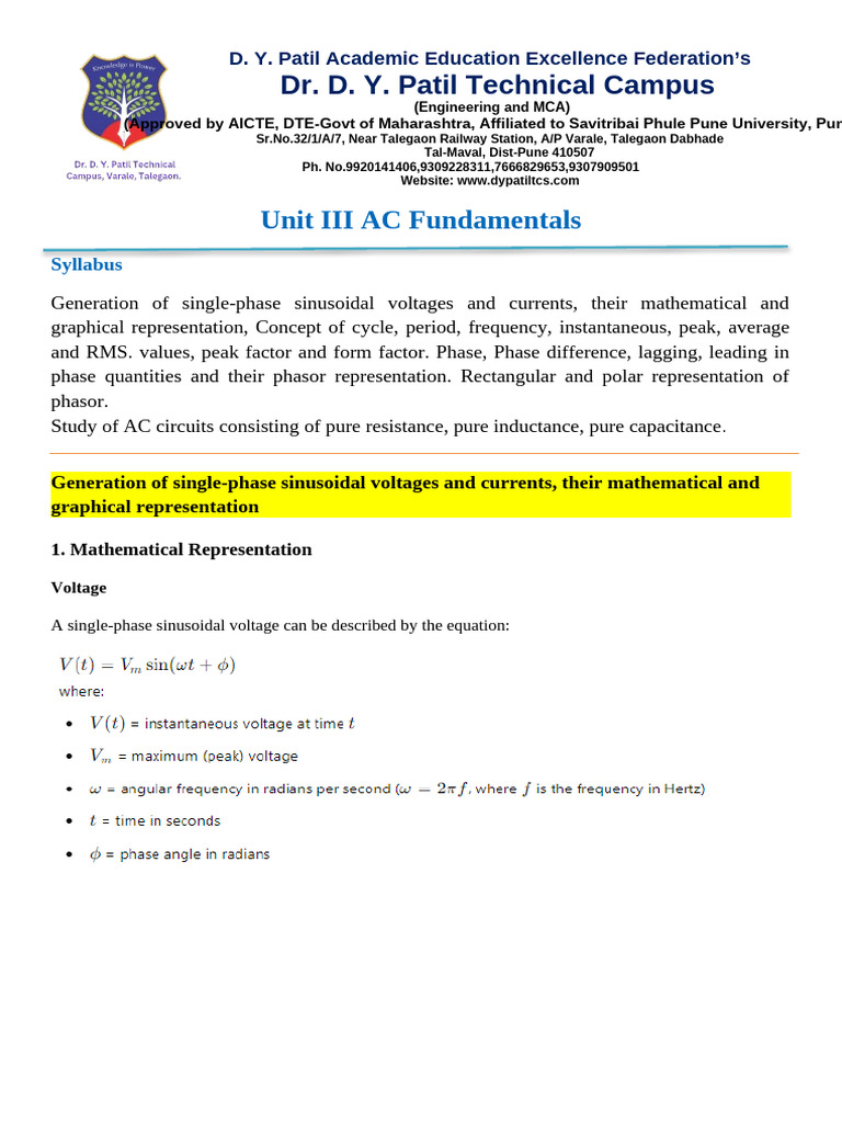 BEE Unit No 03 Printed Notes | PDF | Capacitor | Inductance