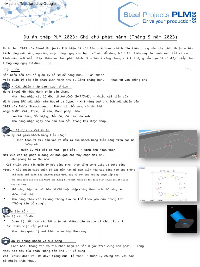 Release Note Steel Projects PLM 2023 en 3 | PDF