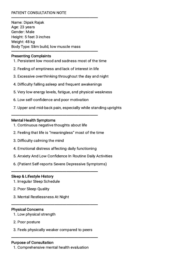 Patient Consultation Note | PDF