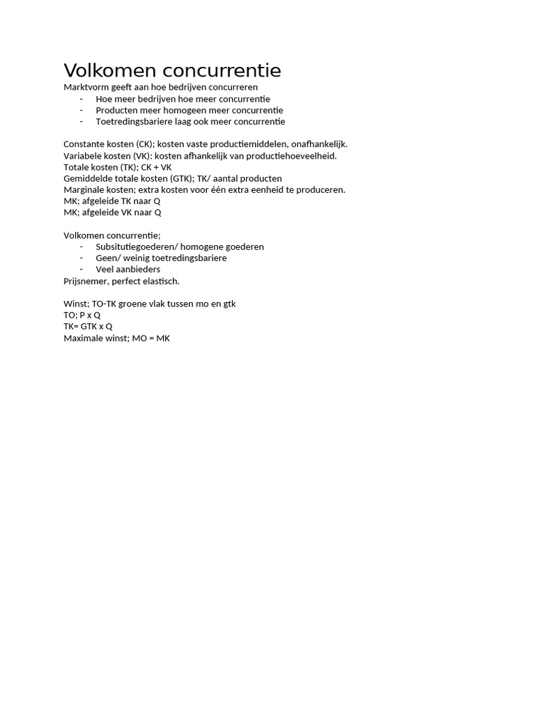 Volkomen Concurrentie | PDF