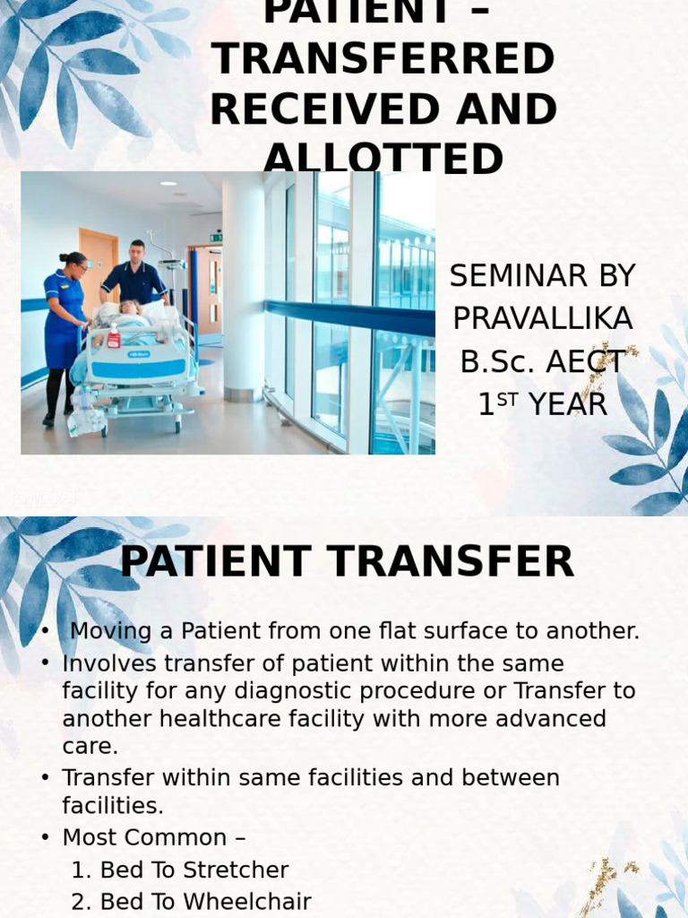 Patient Transfer and Admission Procedures | PDF | Medical Specialties ...