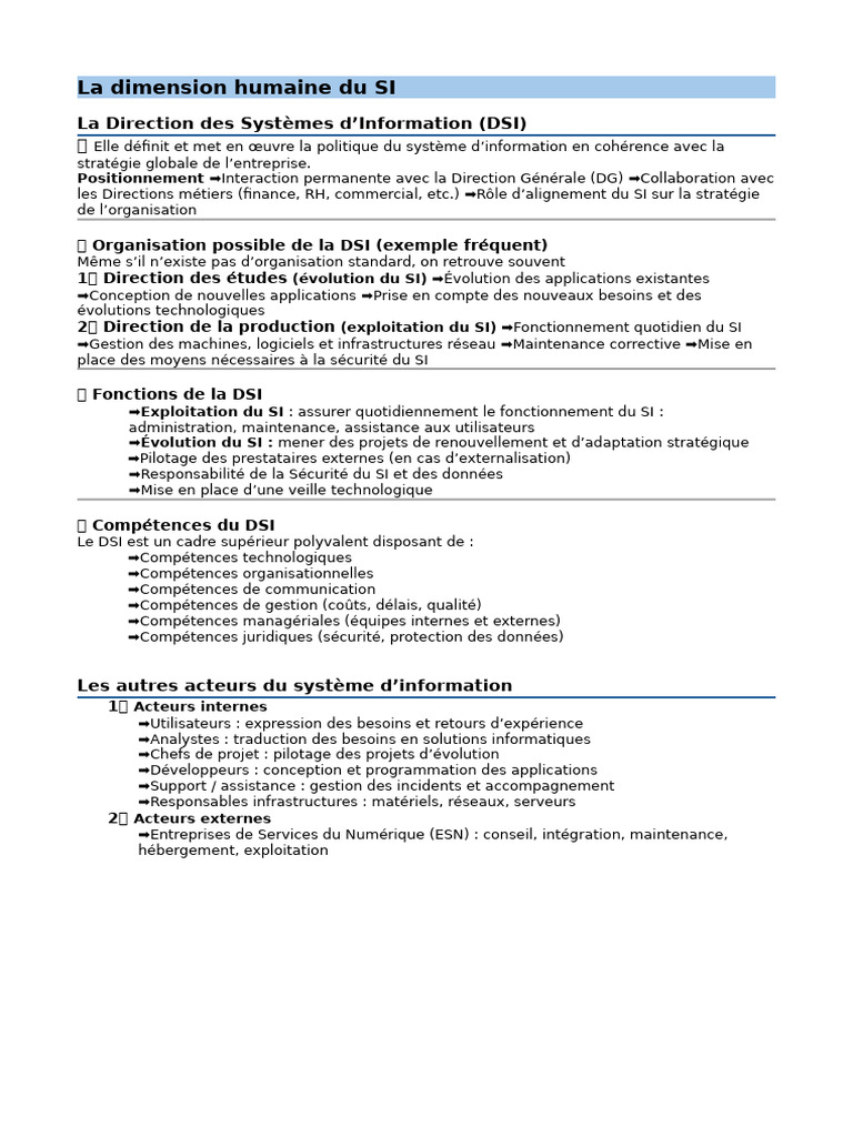 Dimension humaine et organisationnelle du SI | PDF | Cloud computing ...