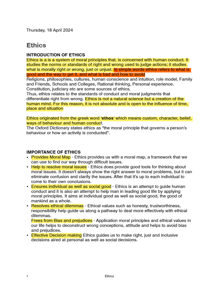 Understanding Ethics: Principles and Importance | PDF | Utilitarianism ...