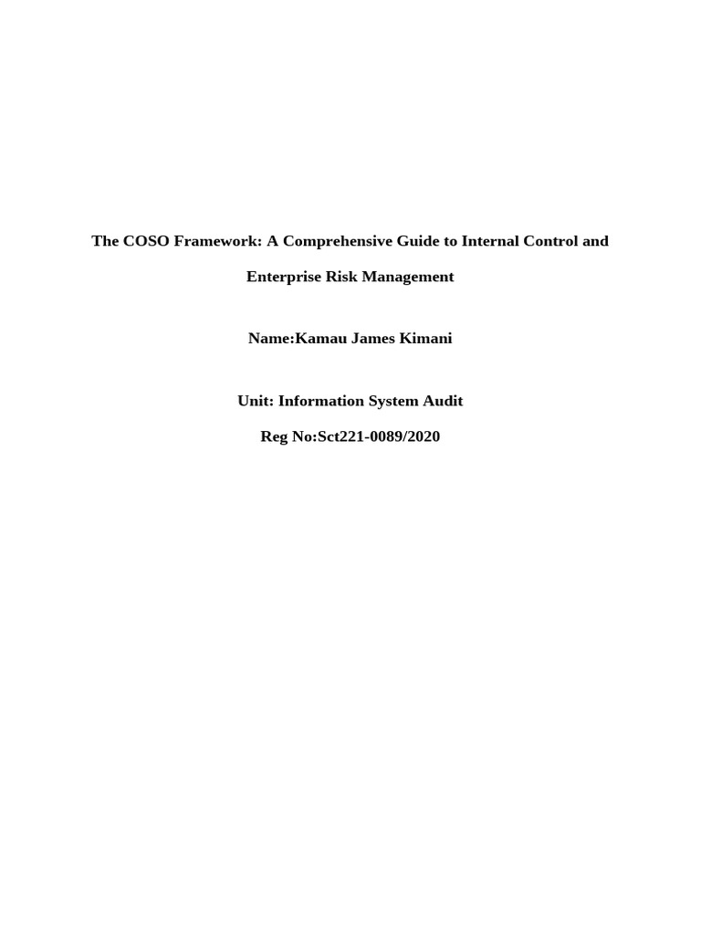 COSO Framework: Internal Control Guide | PDF | Internal Control ...