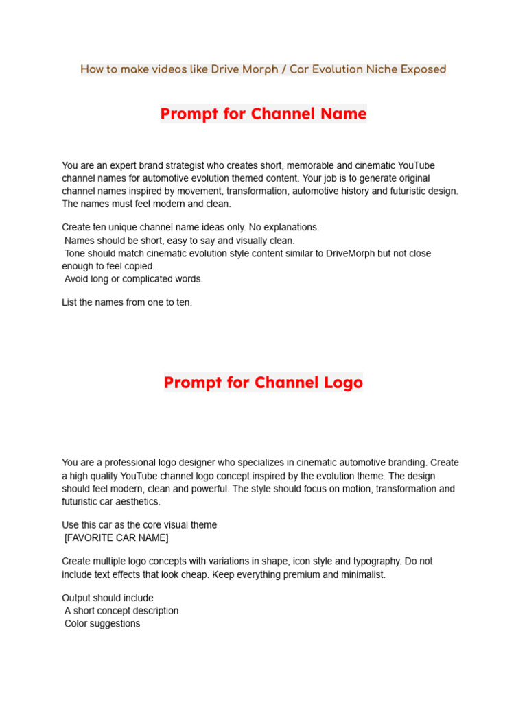 How To Make Videos Like Drive Morph - Car Evolution Niche Exposed | PDF ...