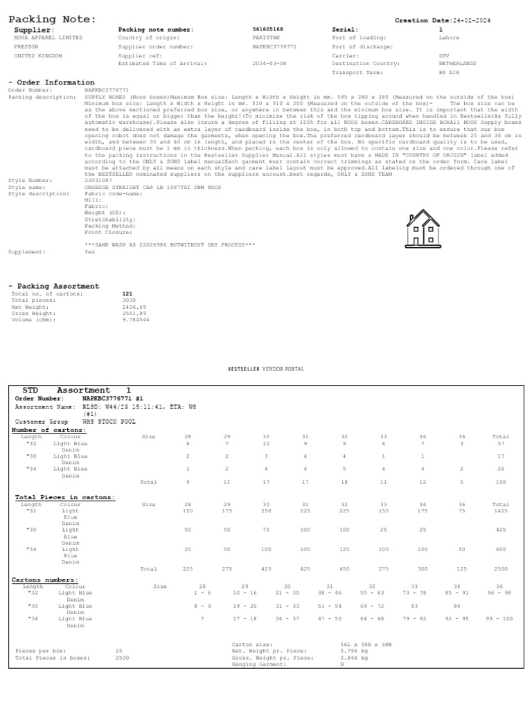 NAPKBC3776771 Packing Note | PDF
