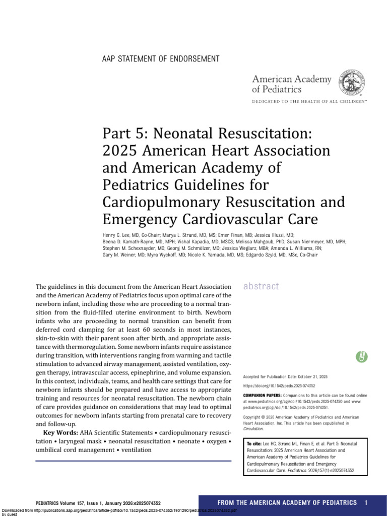 2025 Neonatal Resuscitation Guidelines | PDF | Cardiopulmonary ...
