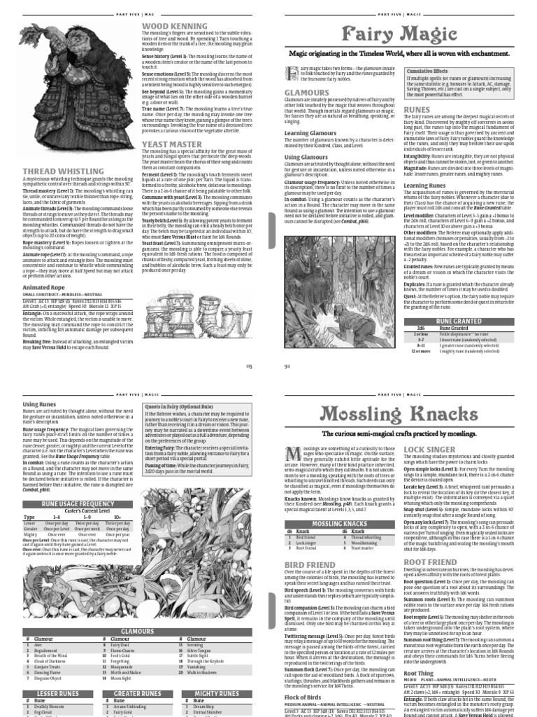 Mossling Abilities and Fairy Magic Guide | PDF