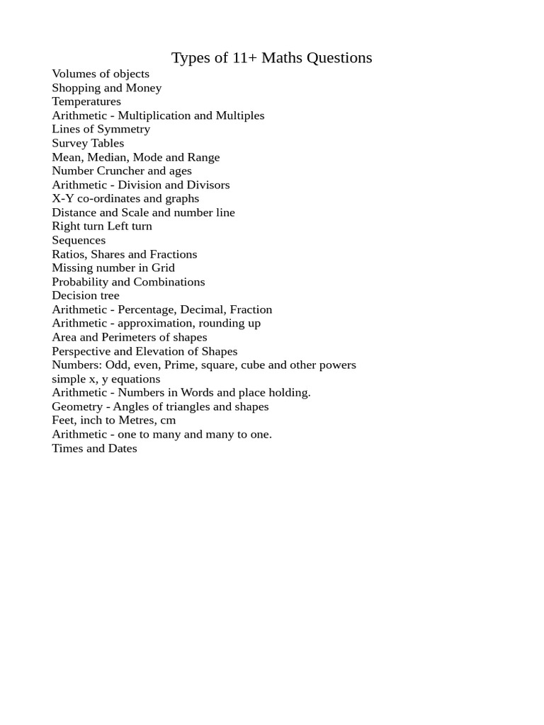 11+ Maths Question Types Explained | PDF