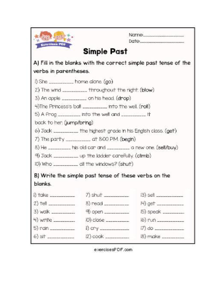 Simple Past Tense Worksheet | PDF