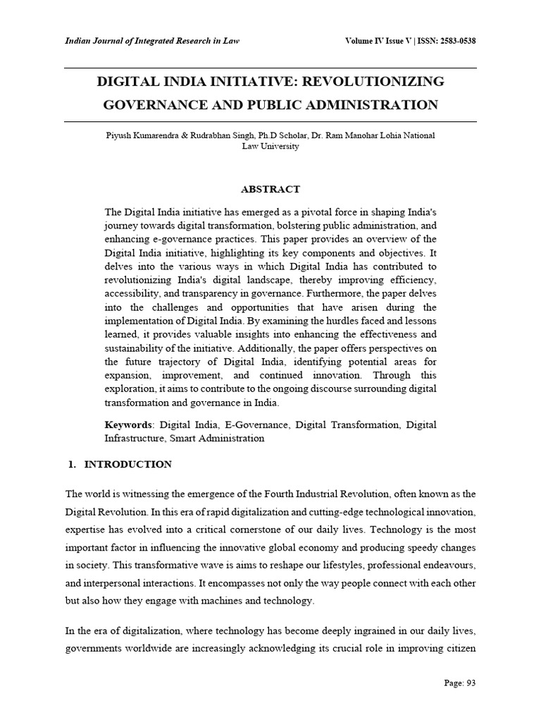 Digital India: Transforming Governance | PDF | E Government | Governance