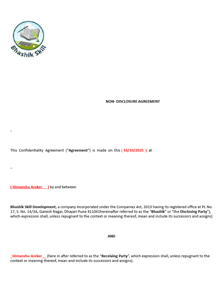 Non-Disclosure Agreement Template | PDF | Breach Of Contract | Legal Remedy