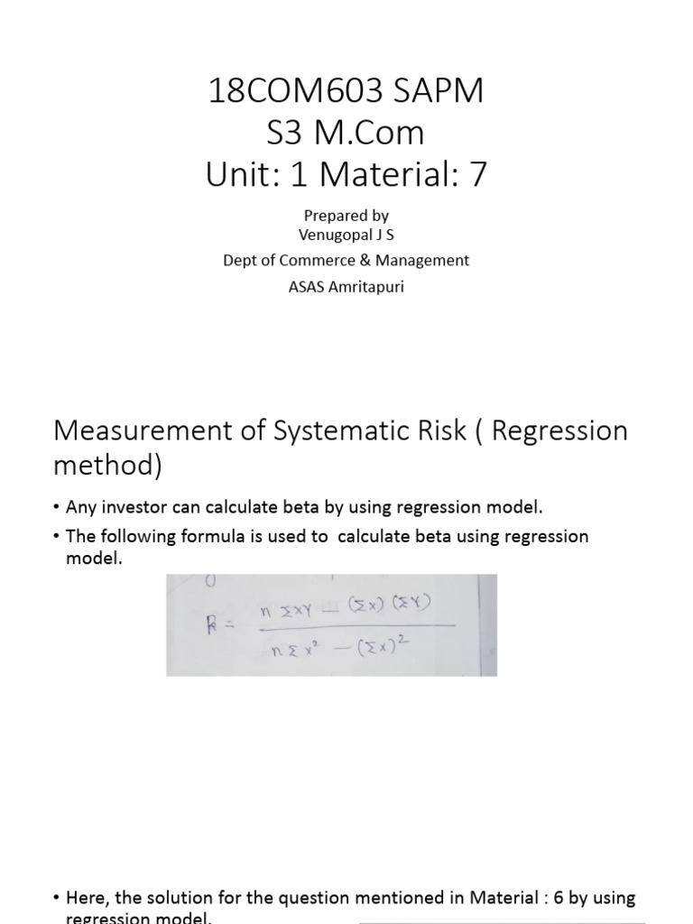 Systematic Risk Measurement: Alpha & Beta | PDF