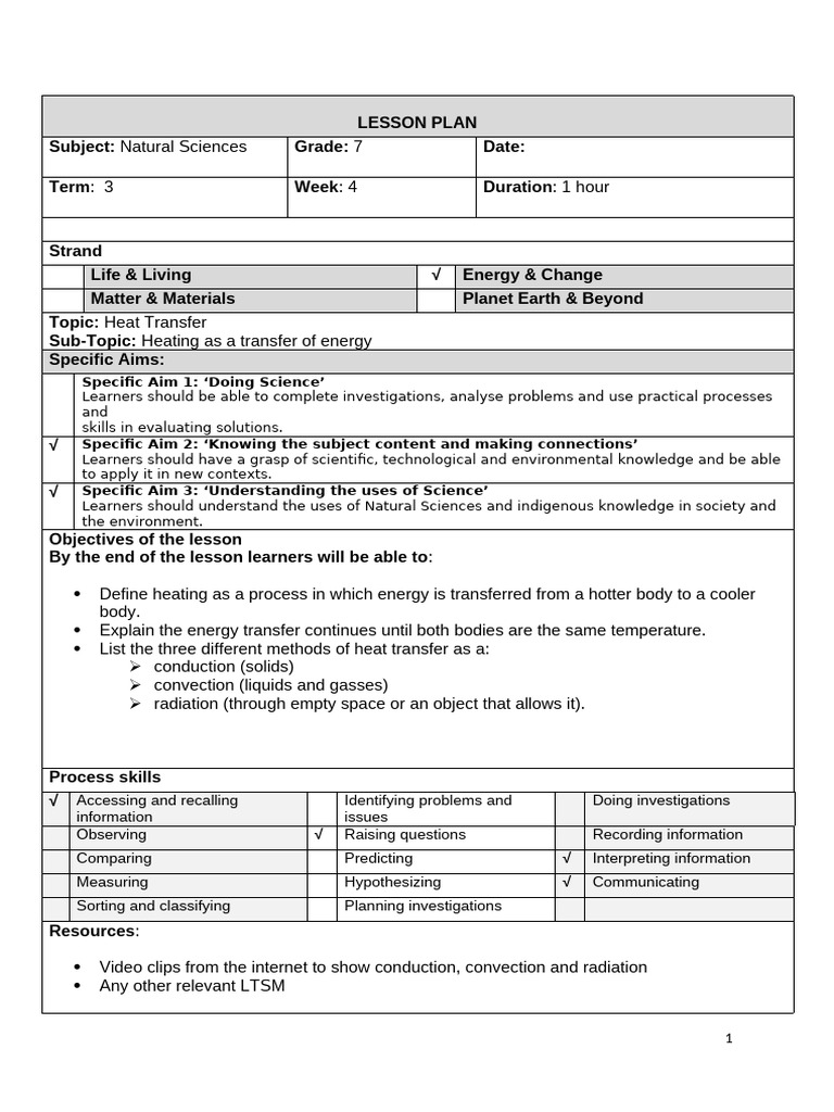 7th Grade Heat Transfer Lesson Plan | PDF | Heat | Heat Transfer
