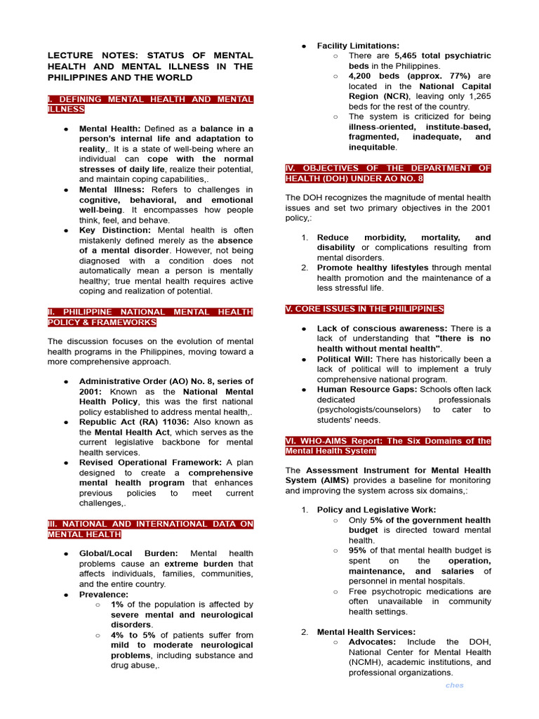 Mental Health Status in the Philippines | PDF | Mental Health | Mental ...