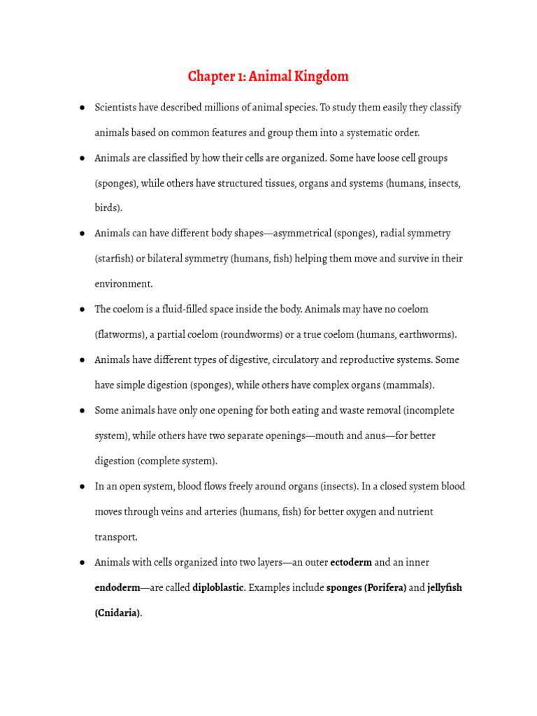 Overview of Animal Kingdom Classifications | PDF | Sponge | Biology