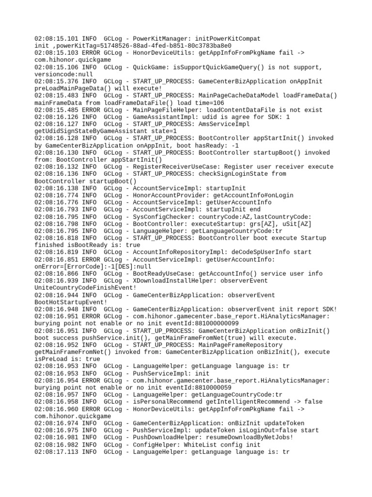 Game Center Initialization Log Analysis | PDF | Computing | Software