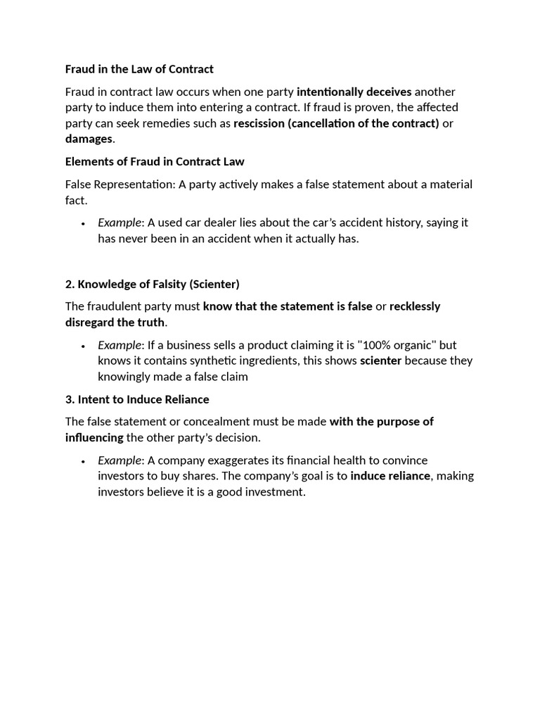 Understanding Fraud in Contract Law | PDF
