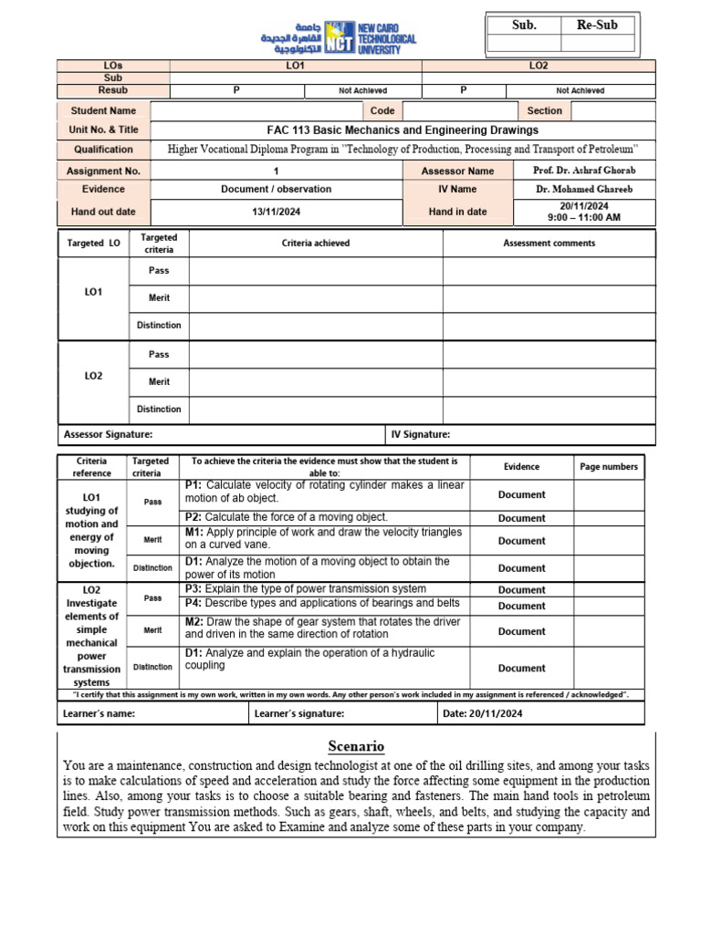 FAC 113 Assignment-1 Fall 24 Mid Term - IV | PDF | Gear | Force