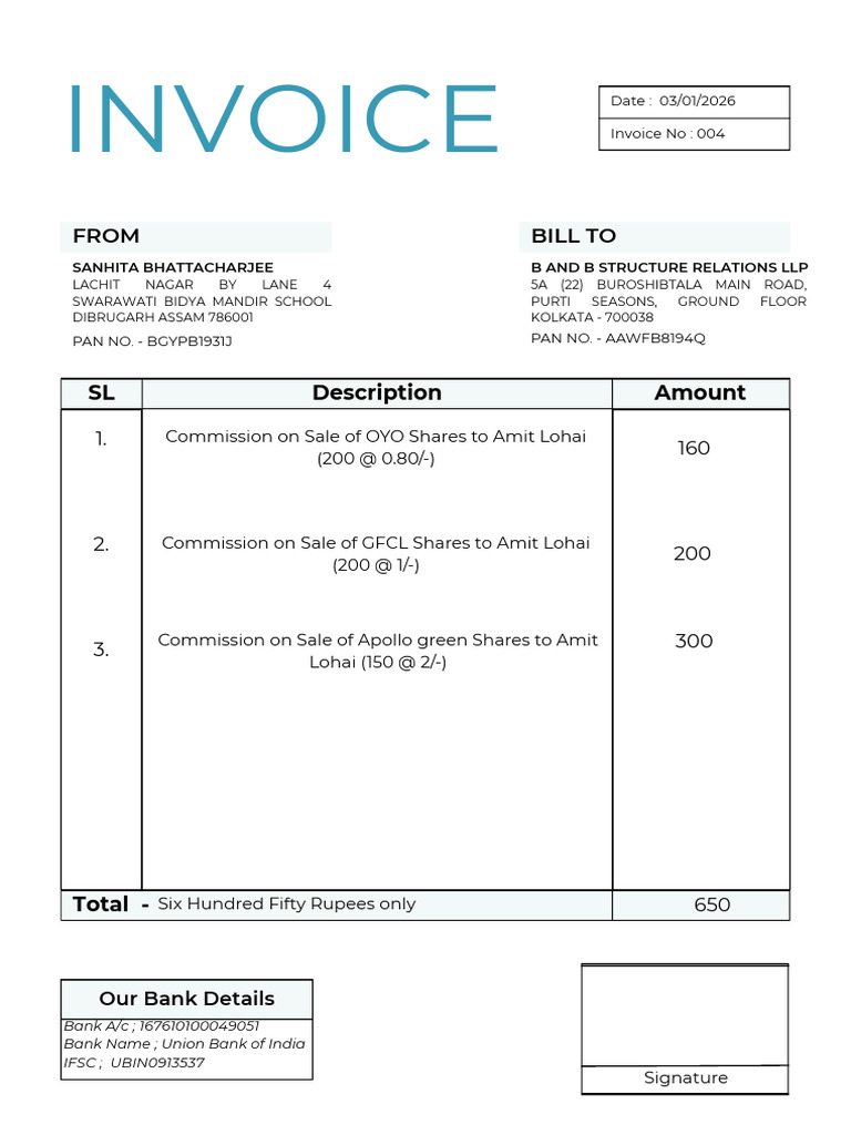 Invoice Details for B and B Structure Relations | PDF