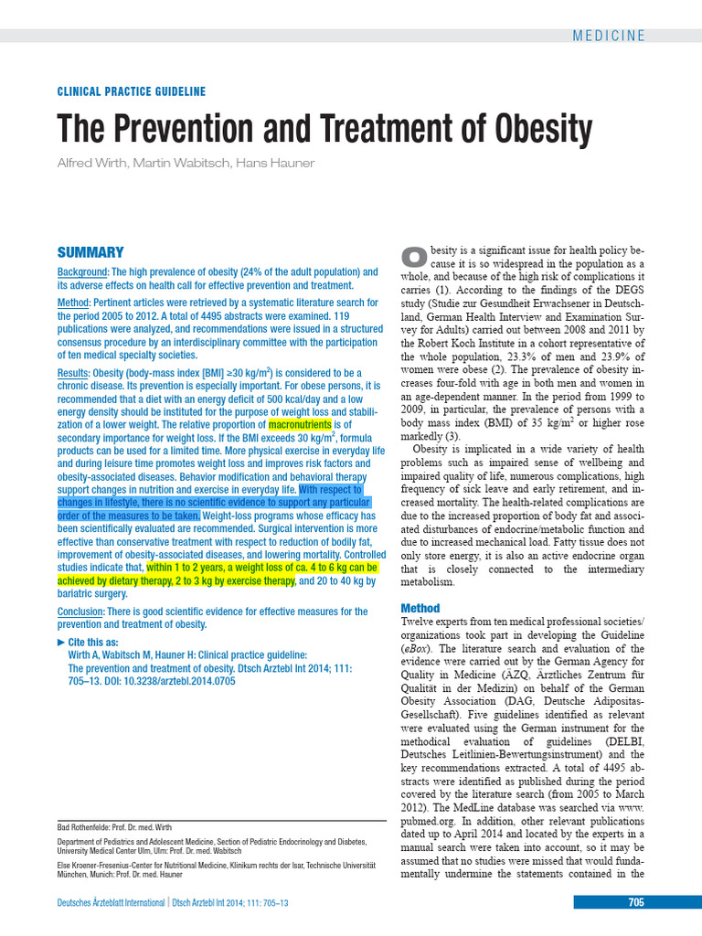 Obesity Prevention and Treatment Guidelines | PDF | Dieting | Obesity