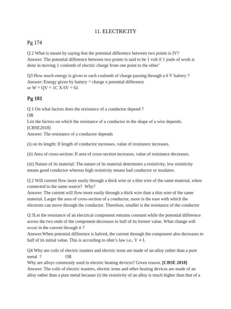 Electricity - Notes 1761957910437 1 | PDF | Electrical Conductor ...