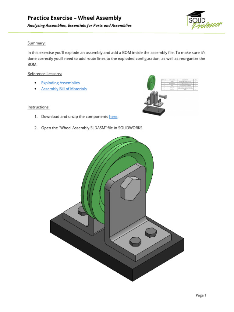 Wheel Assembly Practice Exercise Guide | PDF